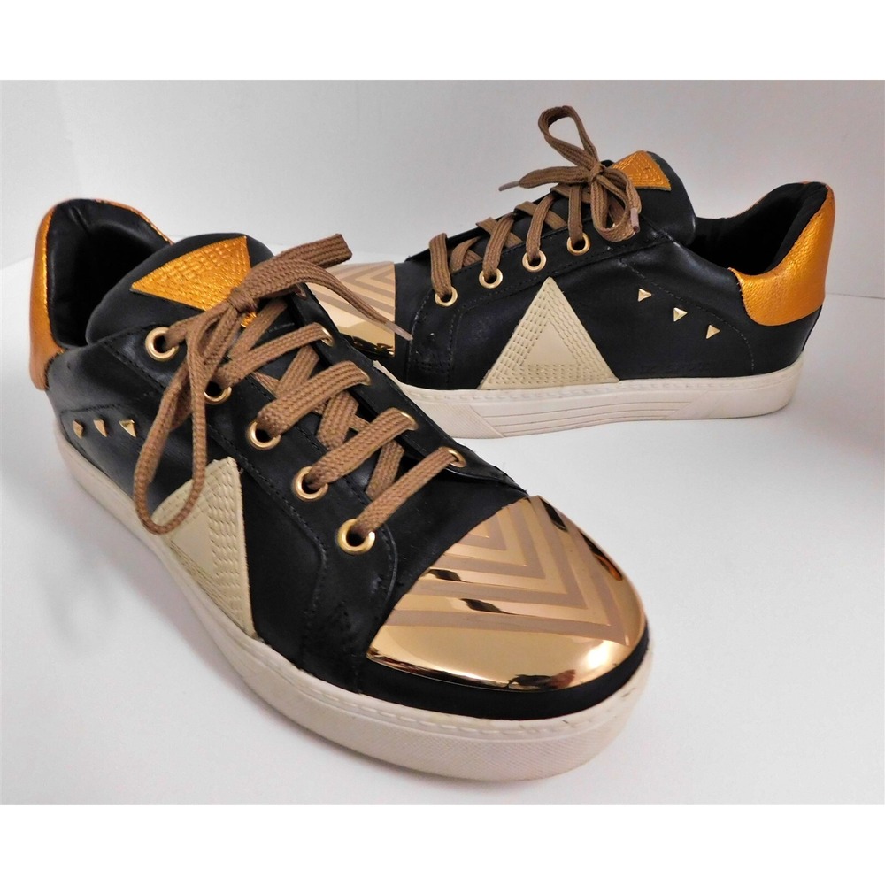Ivy Kirzhner Sputnik Black Leather Copper‎ Toe Fashion Sneaker 8.5 M